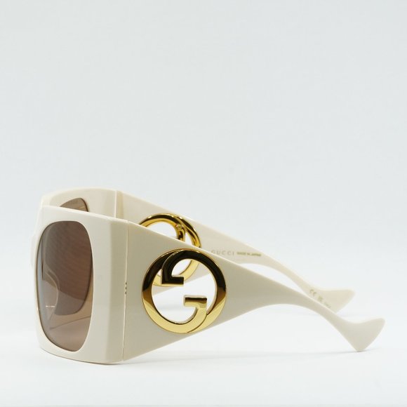 FINAL PRICE NEW GUCCI GG1255S 002 IVORY LIGHT BROWN SS’23 SUNGLASSES - Picture 5 of 11